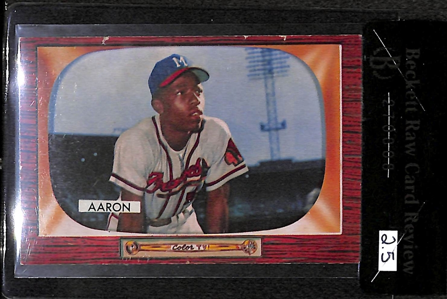 Lot of 2 - 1955 Bowman Willie Mays #184 BVG 3.0 & Hank Aaron #179 BVG 2.5